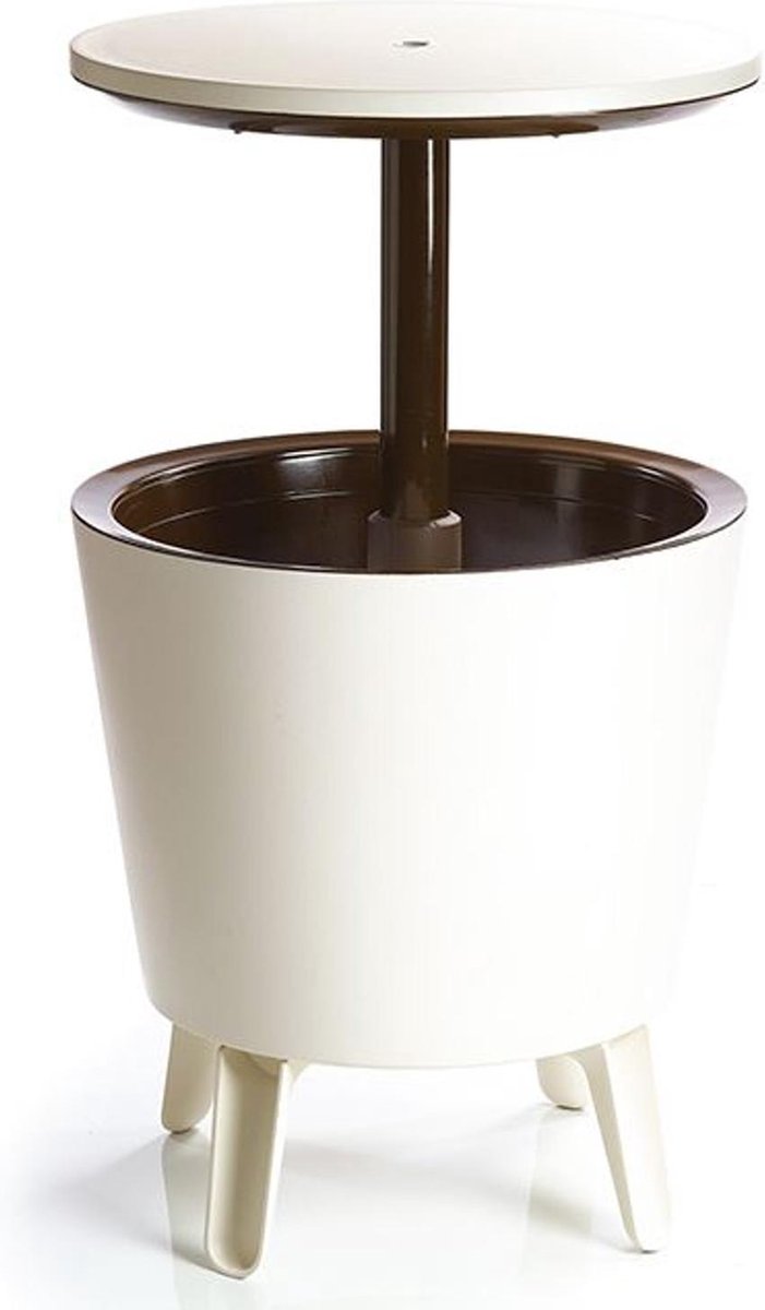 Curver keter -cool bar 2 en 1 - refroidisseur de boissons et table d'appoint portable bar de jardin crème - couleur chocolat