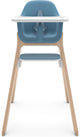 Uppababy ciro caleb - chaise haute - bleu - bois - repose-pieds réglable - plateau à manger amovible
