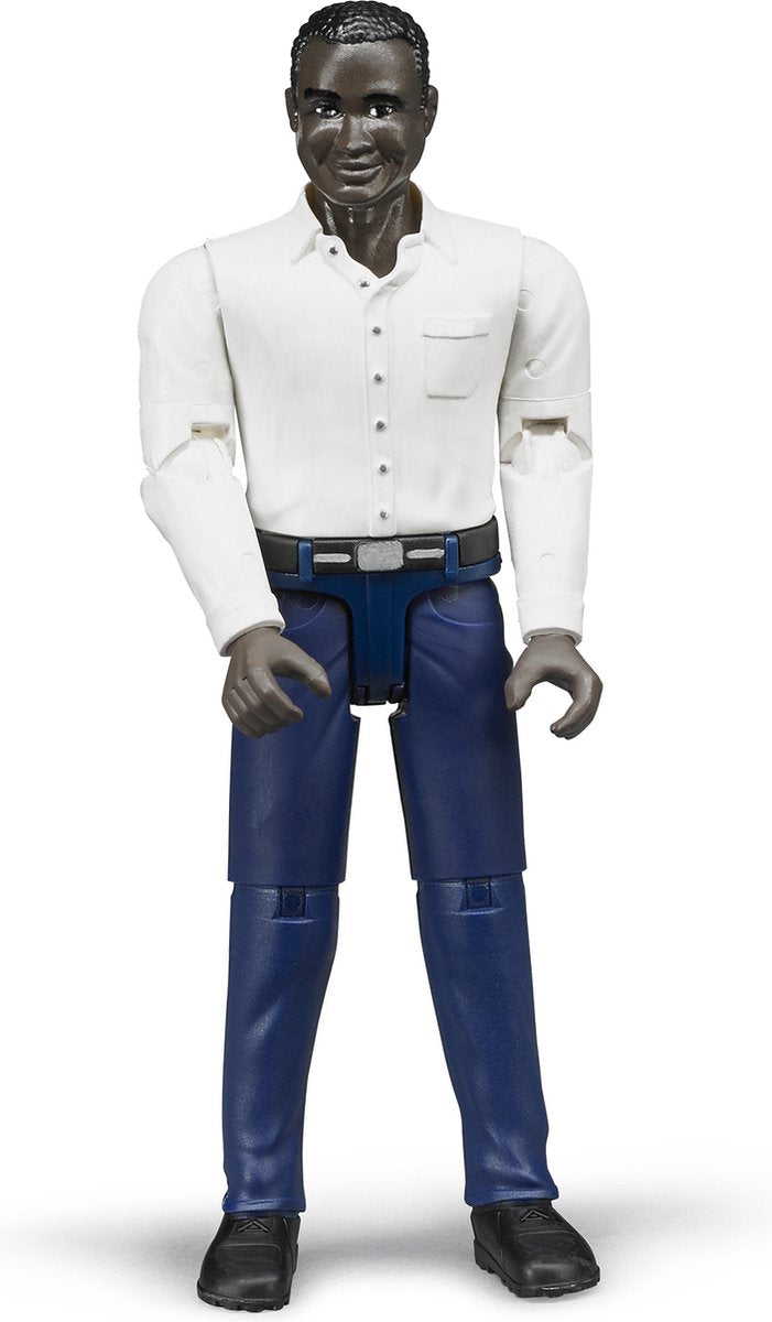 Bruder jouant la figure d'un homme sombre avec un pantalon bleu