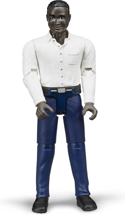 Bruder jouant la figure d'un homme sombre avec un pantalon bleu