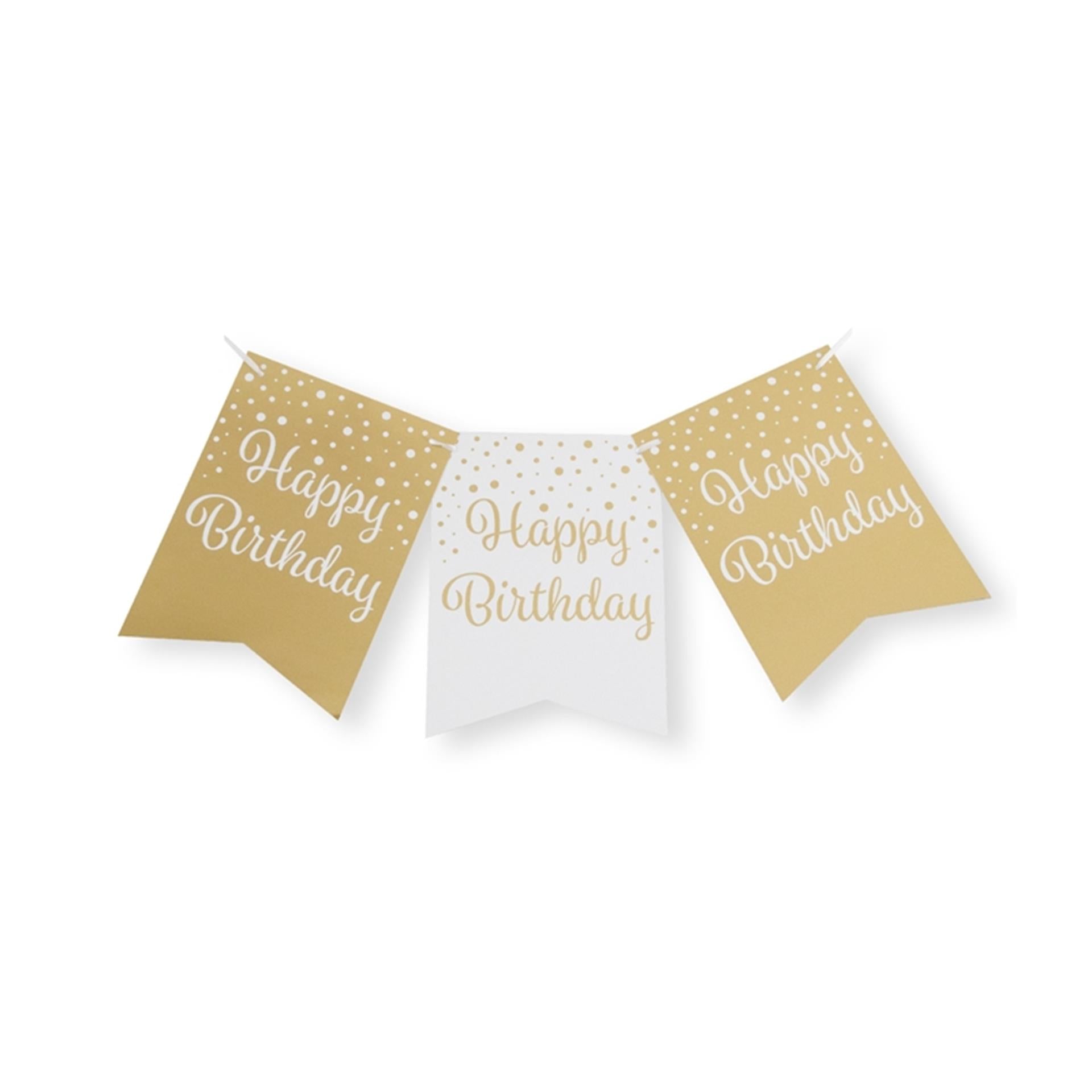 Guirlande de drapeaux Paperdreams or blanc - anniversaire