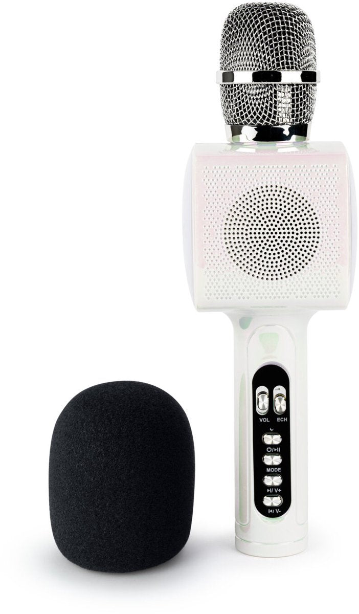 Microphone karaoké Bigben party pour enfants - avec LED + Bluetooth - blanc