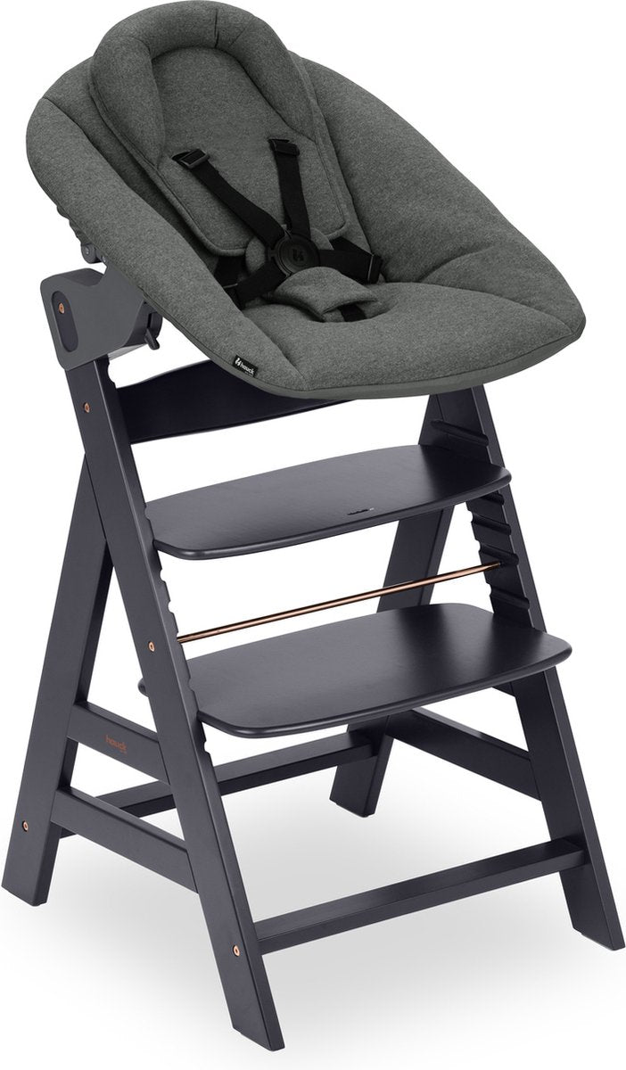 Chaise haute Hauck alpha - ensemble nouveau-né - certifié FSC® - gris foncé