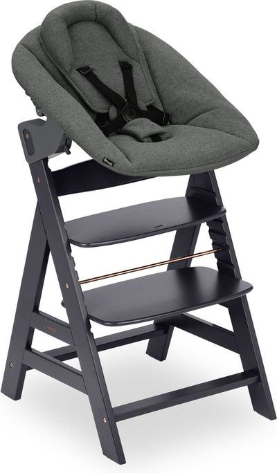 Chaise haute Hauck alpha - ensemble nouveau-né - certifié FSC® - gris foncé