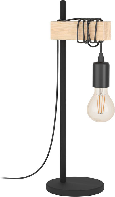 Lampe de table Eglo townshend - e27 - 50 cm - marron noir - bois fsc