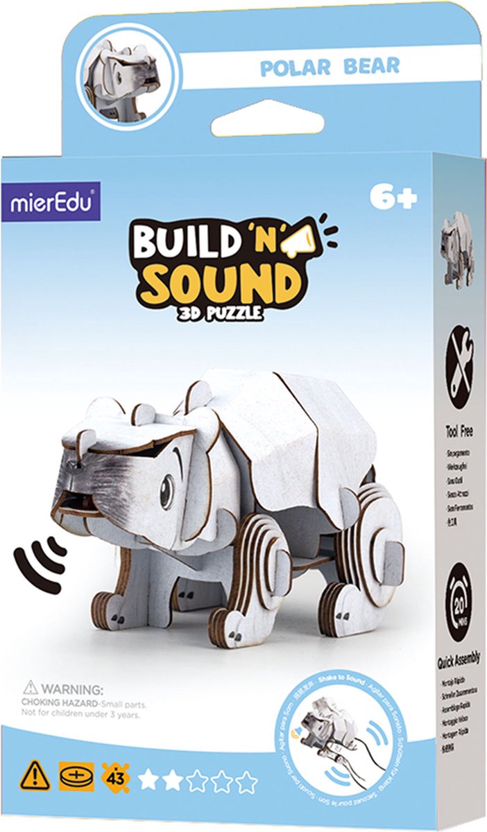 Puzzle 3D Mieredu - ours polaire - avec son - 11,73x6x5,53cm - 6 ans