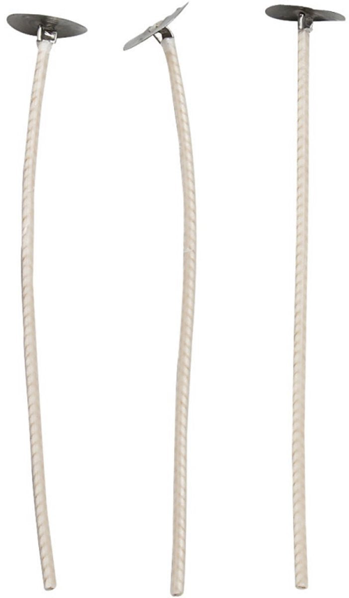 Mèches pour bougies en bougeoir, adaptées aux bougeoirs d'un diamètre de 20-65 mm, L : 10 cm, épaisseur 2 mm, 50 pièces 1 boîte