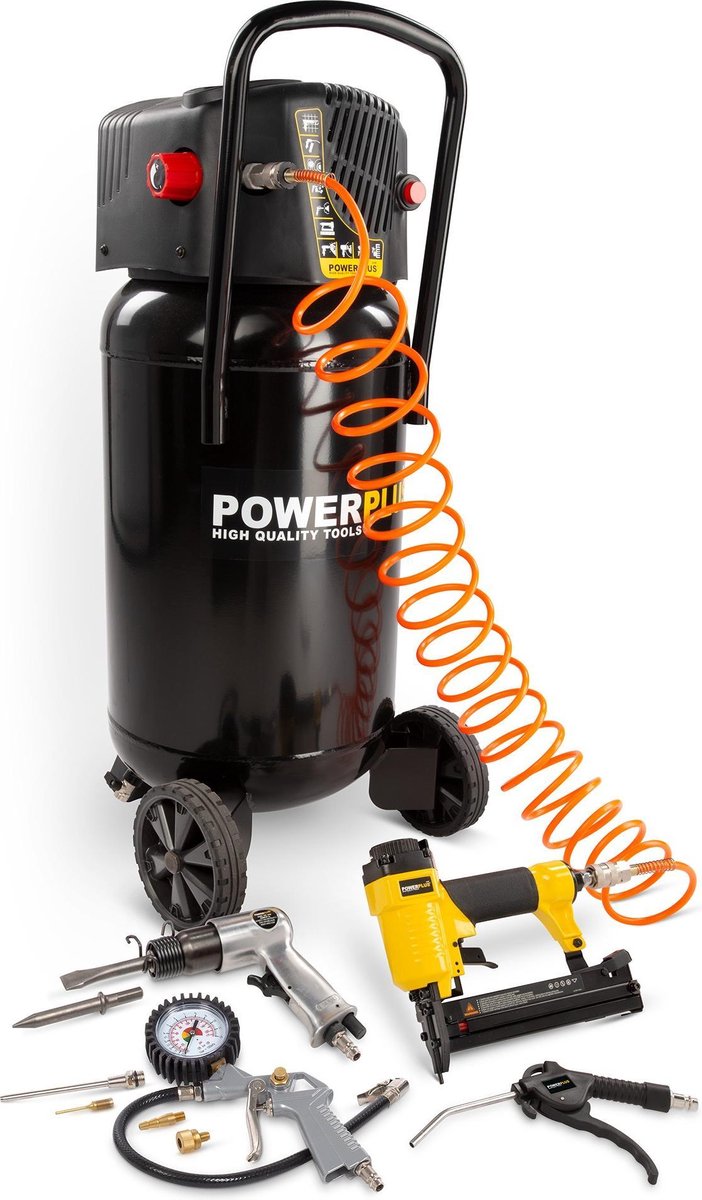 Compresseur Powerplus powx1751 - compresseur d'air - 1100w - 8 bar - sans huile - capacité du réservoir 50l
