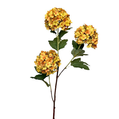 Roberts collection boule de neige fleur artificielle 90cm jaune ocre