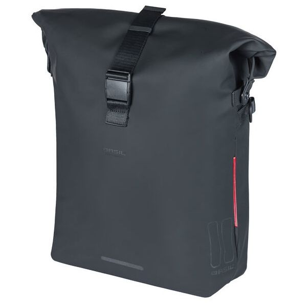 Basil Soho Mik Side Bicycle Sac à vélo - noir, imperméable, PU, ​​Nordlicht LED, 17L