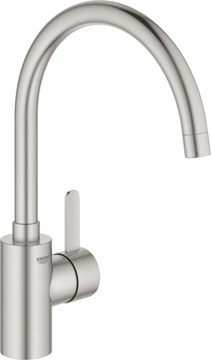 Robinet de cuisine Grohe Eurosmart Cosmopolitan - bec en C haut pivotant - acier inoxydable (supersteel) - 32843dc2