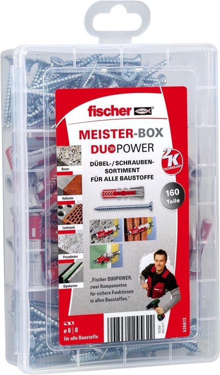 Jeu de vis et chevilles Fischer Meisterbox - 160 pièces