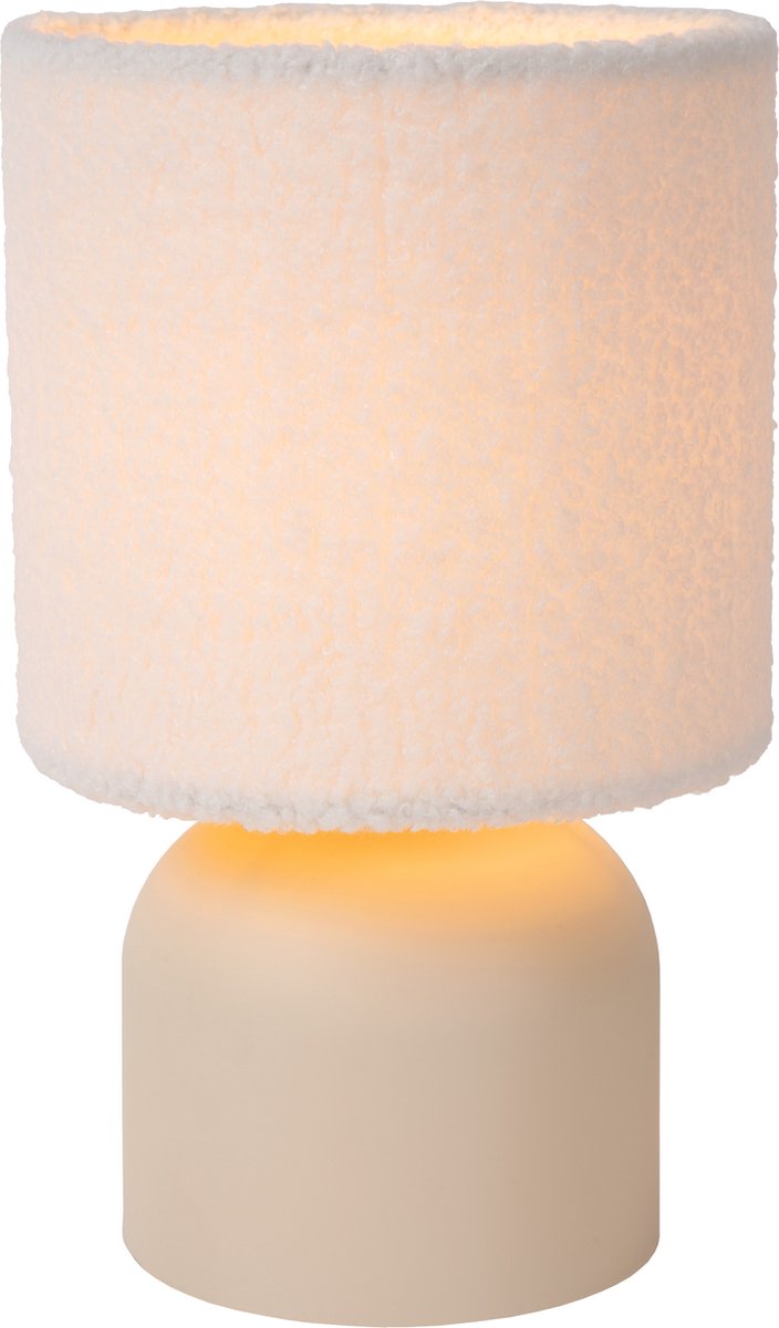 Lucide laineux - lampe de table - ø 16 cm - 1xe14 - beige - japandi