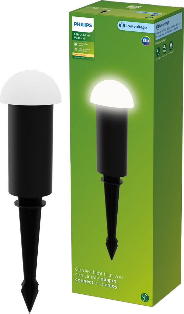 Philips LED Philips Edwina Gardenlink - lampe sur pied avec brochette - 24v - lumière blanc chaud; 2700k - noir - éclairage d'allée de jardin