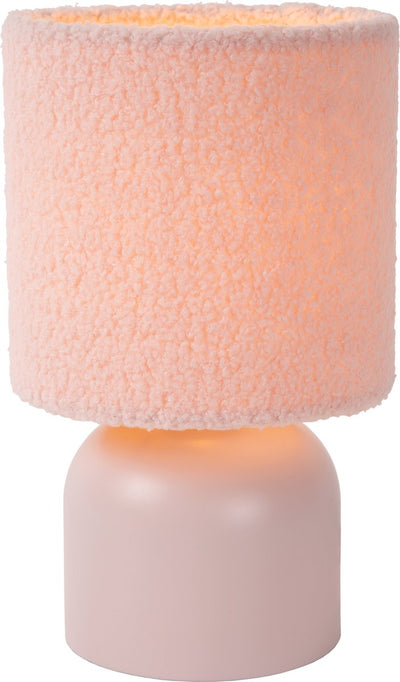 Lucide laineux - lampe de table - ø 16 cm - 1xe14 - rose - japandi