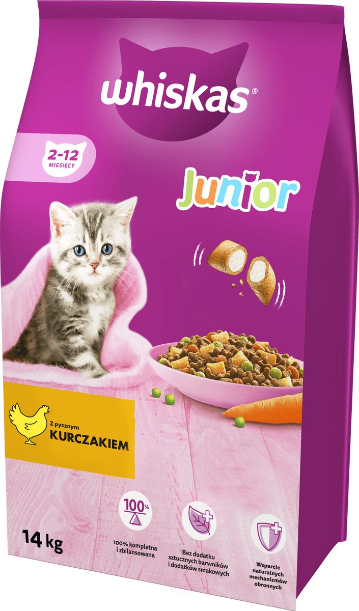 Whiskas junior - poulet - 14kg - pour chatons - avec du lait