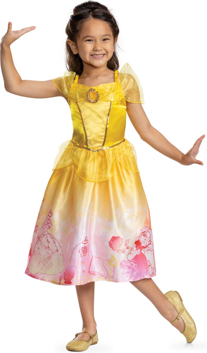 Déguisement princesse disney - la belle la bête, robe belle conte classique, taille m (7-8 ans), fille