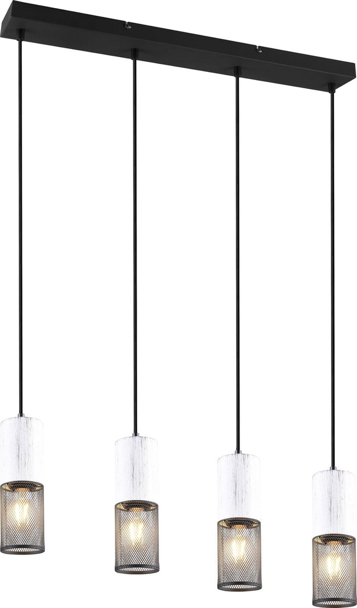 Trio tosh - lampe suspendue - noir et blanc - excl. 4x e27 40w - réglable en hauteur