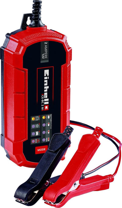 Chargeur de batterie Einhell CE-BC 2 m - tension de charge : 12 V - max. courant de charge : 2 A - batteries de min. 3 à max. 60 Ah - fonction de charge d'entretien - convient aux batteries gel, AGM et au plomb sans entretien