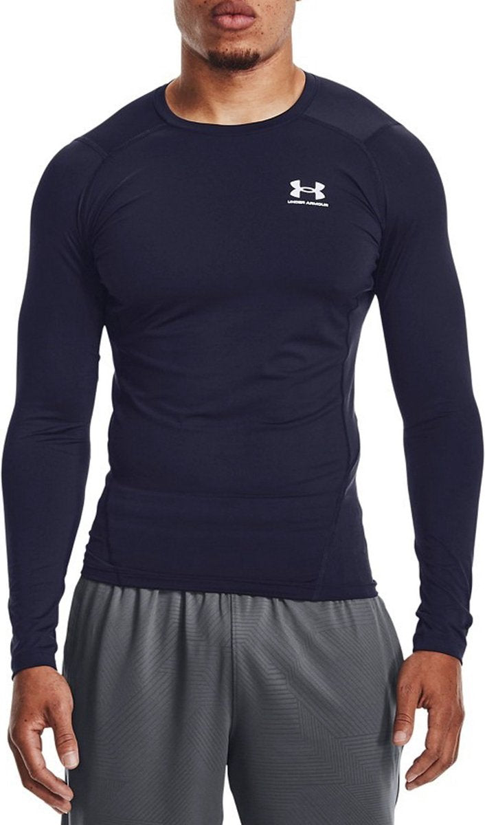 Under Armour UA HG Armour Comp LS-Blu chemise de sport pour homme - marine minuit - blanc