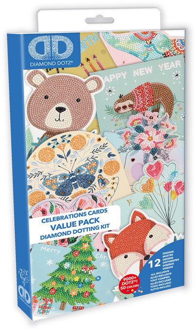 Diamond dotz® Diamond Dotz Craft Package - Ensemble de cartes de vœux 12 pièces de peinture diamant.