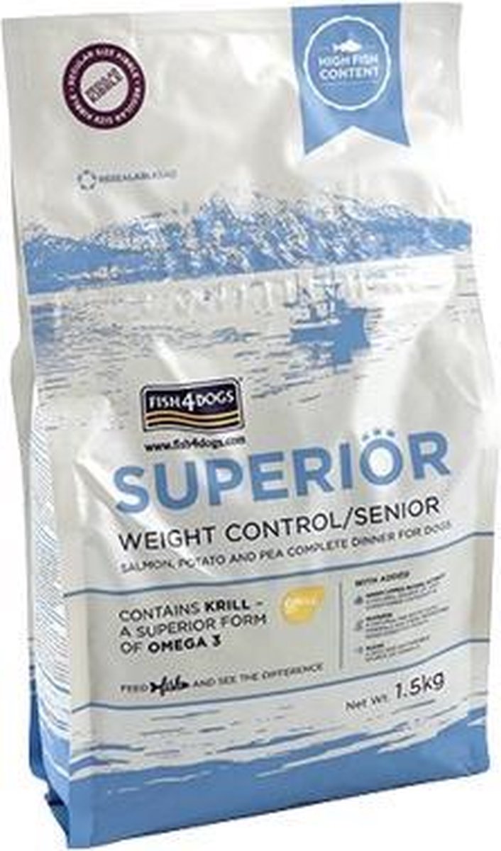Fish4dogs contrôle du poids supérieur senior - petite bouchée - 1,5 kg