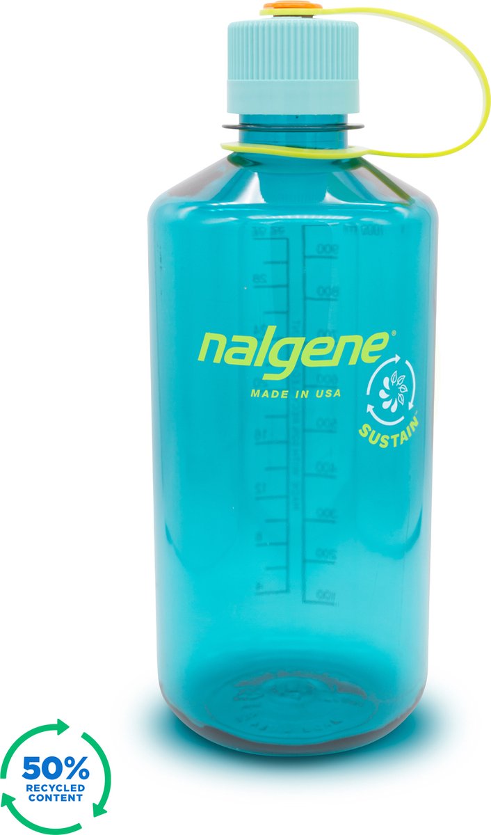 Nalgene - bouteille à goulot étroit - gourde - bouteille d'eau - étanche - 1000 ml - sans bpa - sustain - céruléen