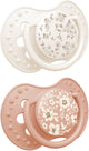 Difrax lovi sucette dynamique - chic - 6 à 18 mois - fleur - blanc orange - 2 pièces