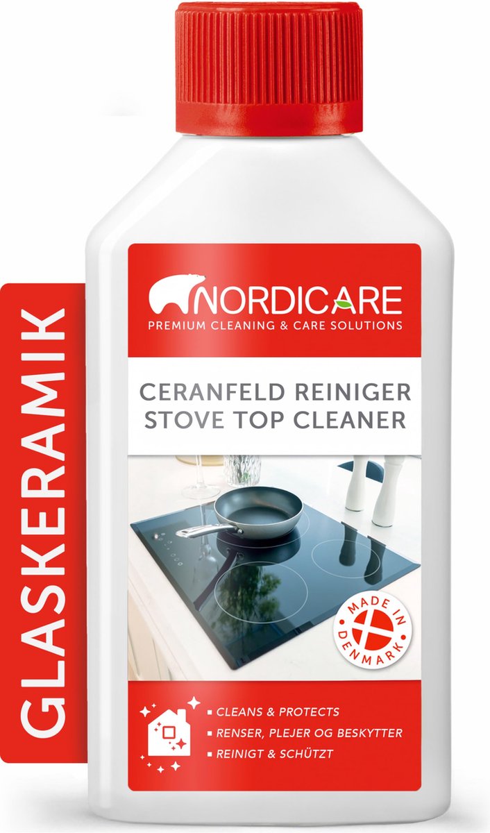 Nettoyant pour plaques vitrocéramiques Nordicare (250 ml) pour plaques vitrocéramiques ou à induction - Nettoyant pour plaques vitrocéramiques pour vitrocéramiques brûlées - Spray nettoyant pour plaques à induction