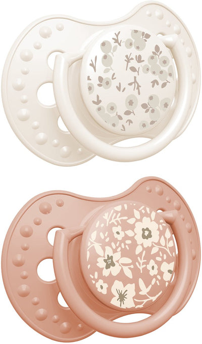 Difrax lovi sucette dynamique - chic - 18+ mois - fleur - blanc orange - 2 pièces