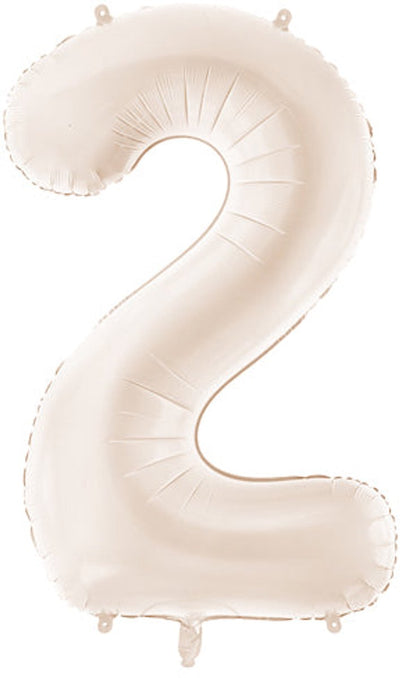 Partydeco ballon en aluminium velours numéro 2 beige 86 cm