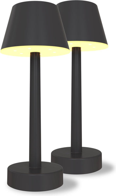 Lampe de table rechargeable Calex Lucca - lot de 2 - sans fil - dimmable - lumière blanc chaud RGB - étanche - décoration pour jardin, salon, chambre - éclairage d'ambiance - noir