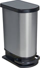 Poubelle mono pédale Rotho Paso - poubelle 50l - sans BPA - argent métallisé