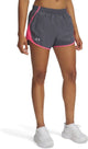 Under armour ua fly by 3'' shorts-gris pantalon de sport pour femme - Castlerock - super rose - réfléchissant