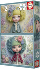 Puzzle Educa filles de fleurs - 2 puzzles de 100 pièces en carton.
