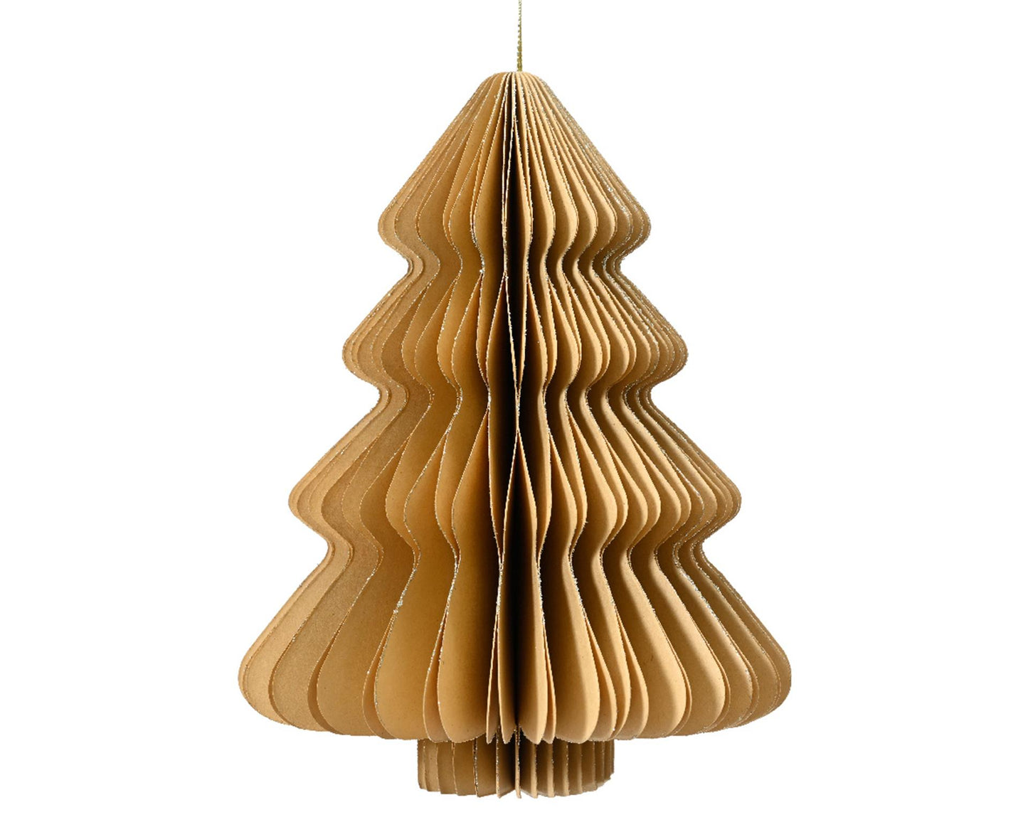 Decoris Pendentif de Noël Sapin de Noël en papier beige 15cm
