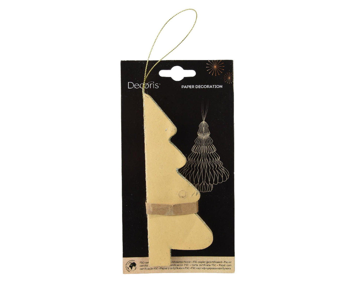 Decoris Pendentif de Noël Sapin de Noël en papier beige 15cm