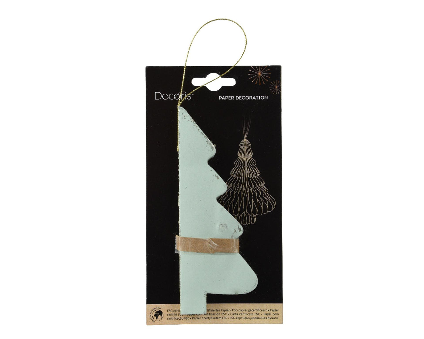 Decoris Pendentif de Noël Sapin de Noël papier vert 15cm