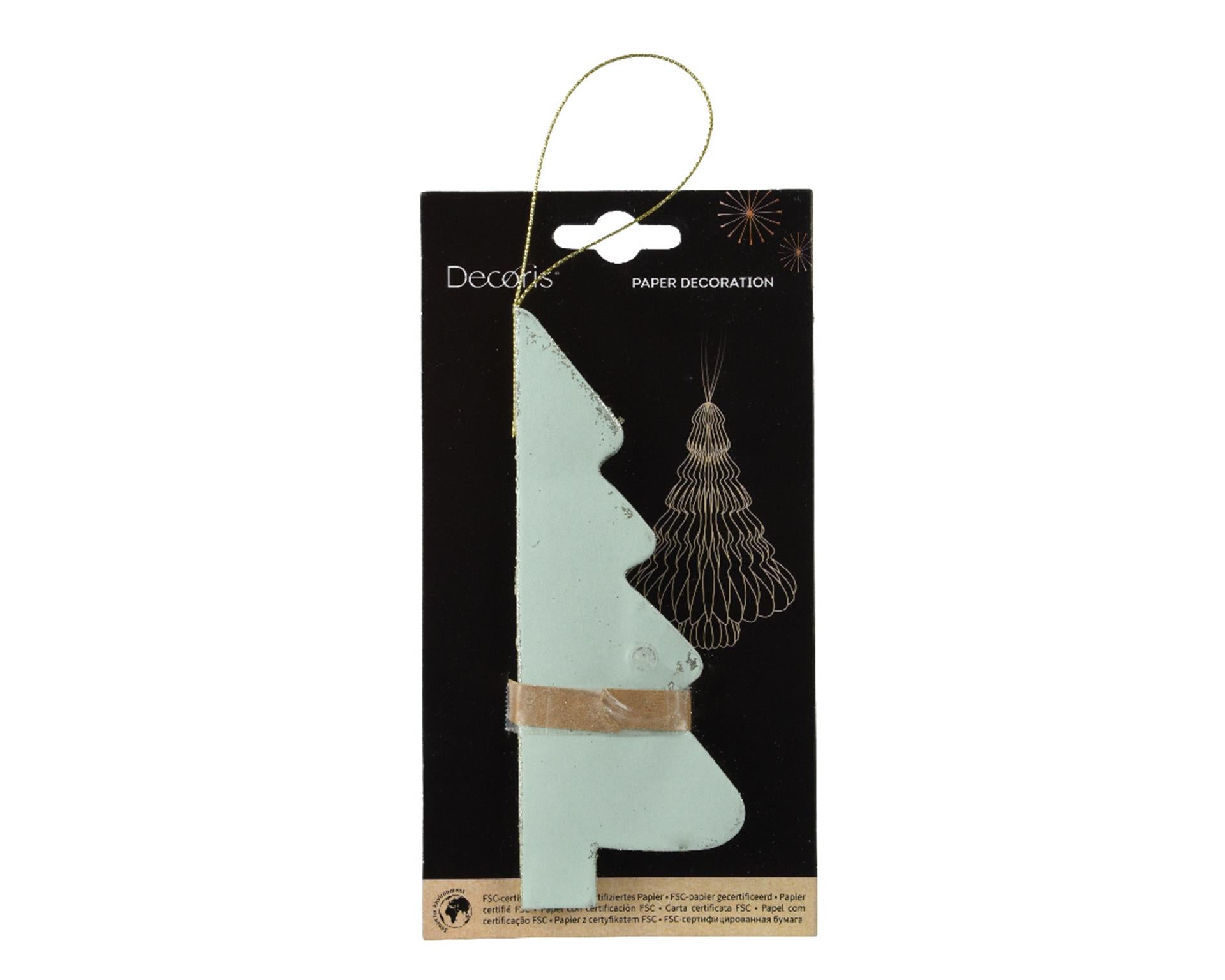 Decoris Pendentif de Noël Sapin de Noël papier vert 15cm