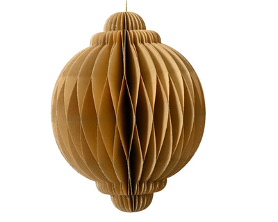 Decoris Pendentif de Noël en papier forme oignon beige h15cm