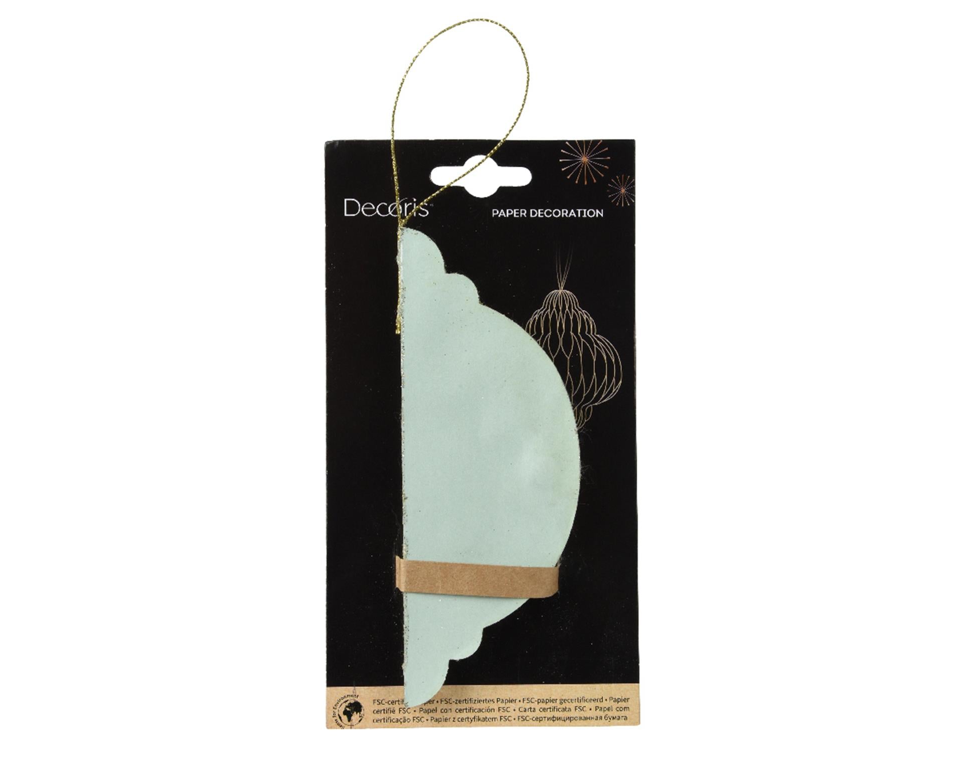 Decoris Pendentif de Noël en papier forme oignon vert h15cm