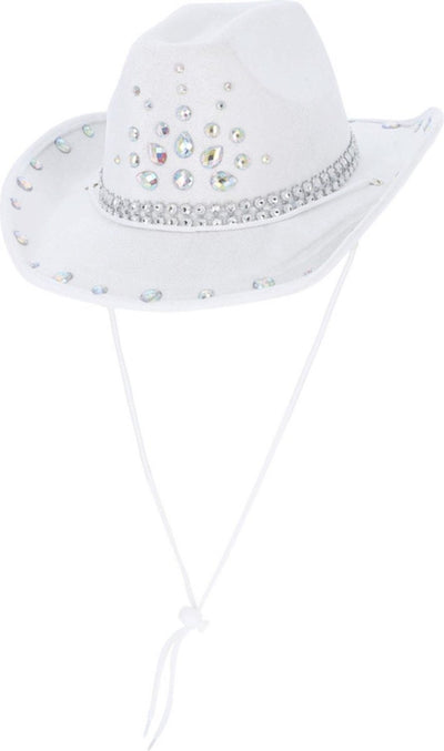 Smiffys chapeau de costume strass chapeau de cowboy blanc