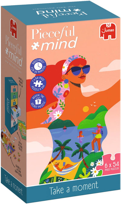 Jumbo morceau d'esprit - prenez un moment - puzzle - 6 puzzles de 54 pièces - exercice de pleine conscience - cadeau relaxation - à partir de 14 ans
