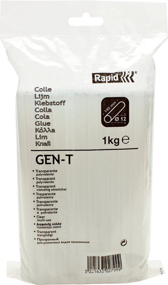 Rapid gen-t - bâtons de colle 12x190 mm - sachet de 1kg - transparent