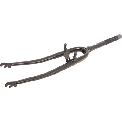 Fourche avant hybride 28 avec tube de fourche 1 1 8 - came de frein V-brake et crochet dynamo - noir