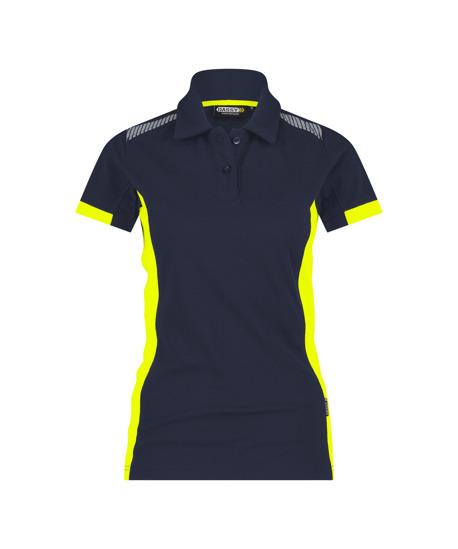 Dassy polo veracruz femme bleu nuit jaune fluo m