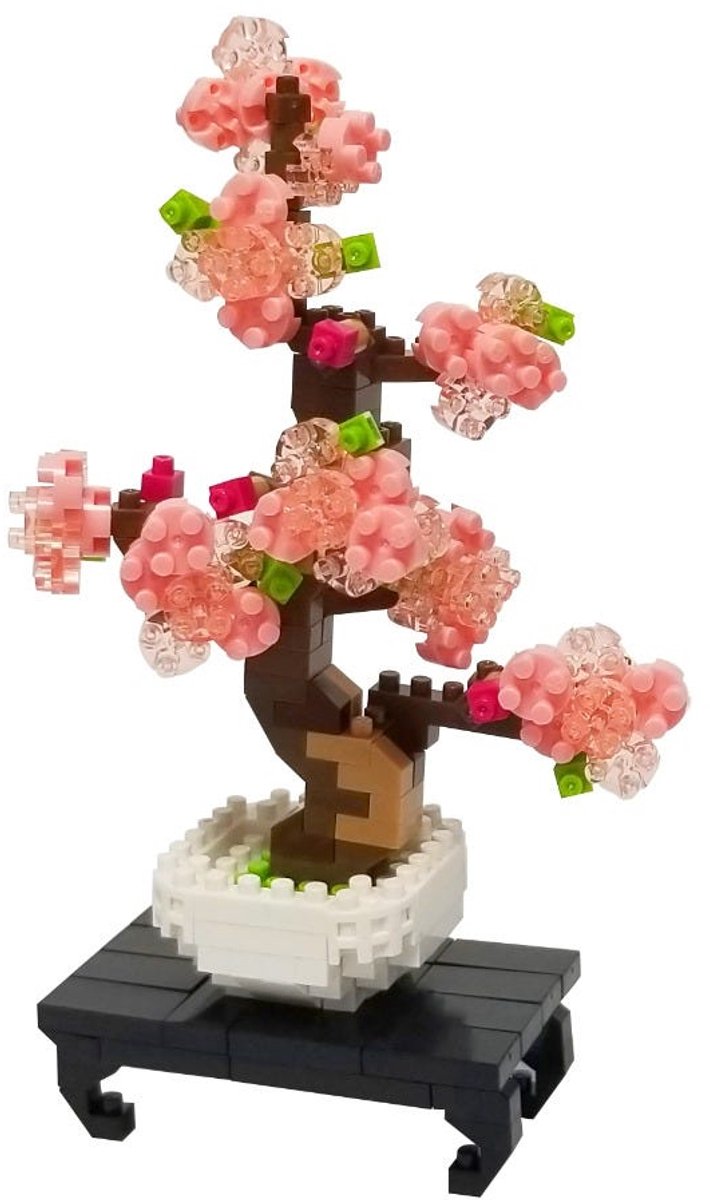 Bandai - nanoblock - bonsaï sakura - mini figurine en brique - ensemble de construction de bonsaï en brique 270 - kit de construction de figurine de bonsaï en fleur de pixel - mini constructeur d'usine de brique - nbc225