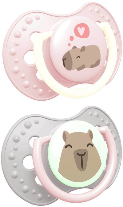 Difrax lovi sucette dynamique - chic - 18+ mois - capybara - rose gris - 2 pièces