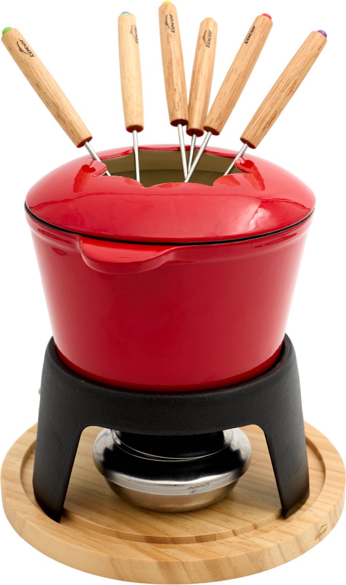 Service à fondue Lacor - 1,2 l - émail - service à fondue fromage chocolat légumes viande - comprenant 6 fourchettes