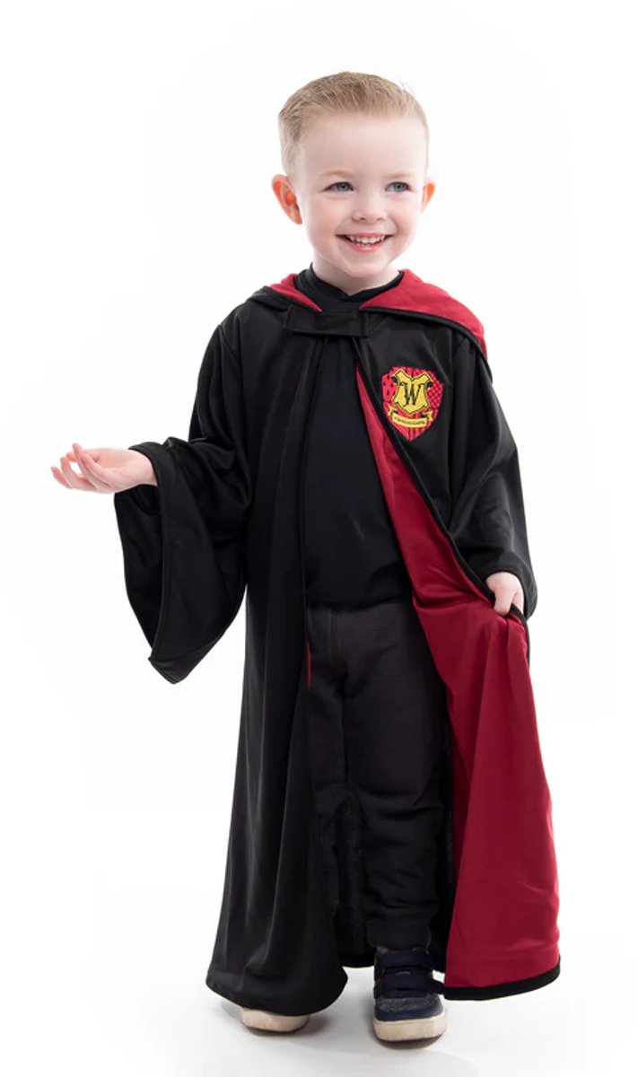 Petites aventures - cape de sorcier rouge avec capuche - taille s m (1-5 ans)